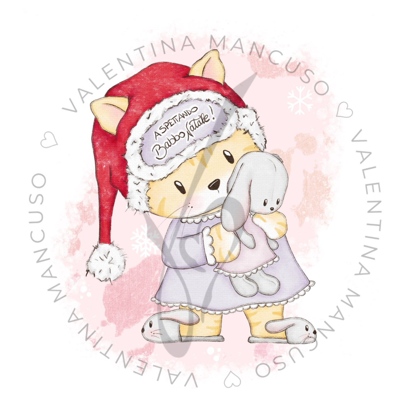 Gattina Natale<br> con sfondo