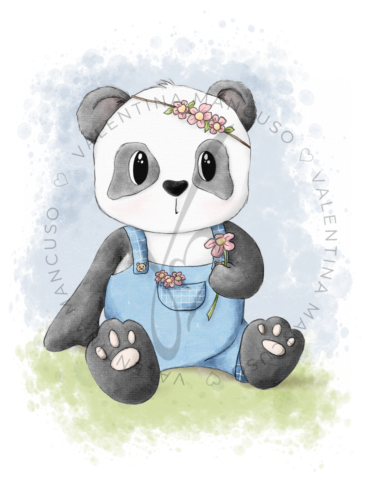 Panda Salopette <br> con sfondo