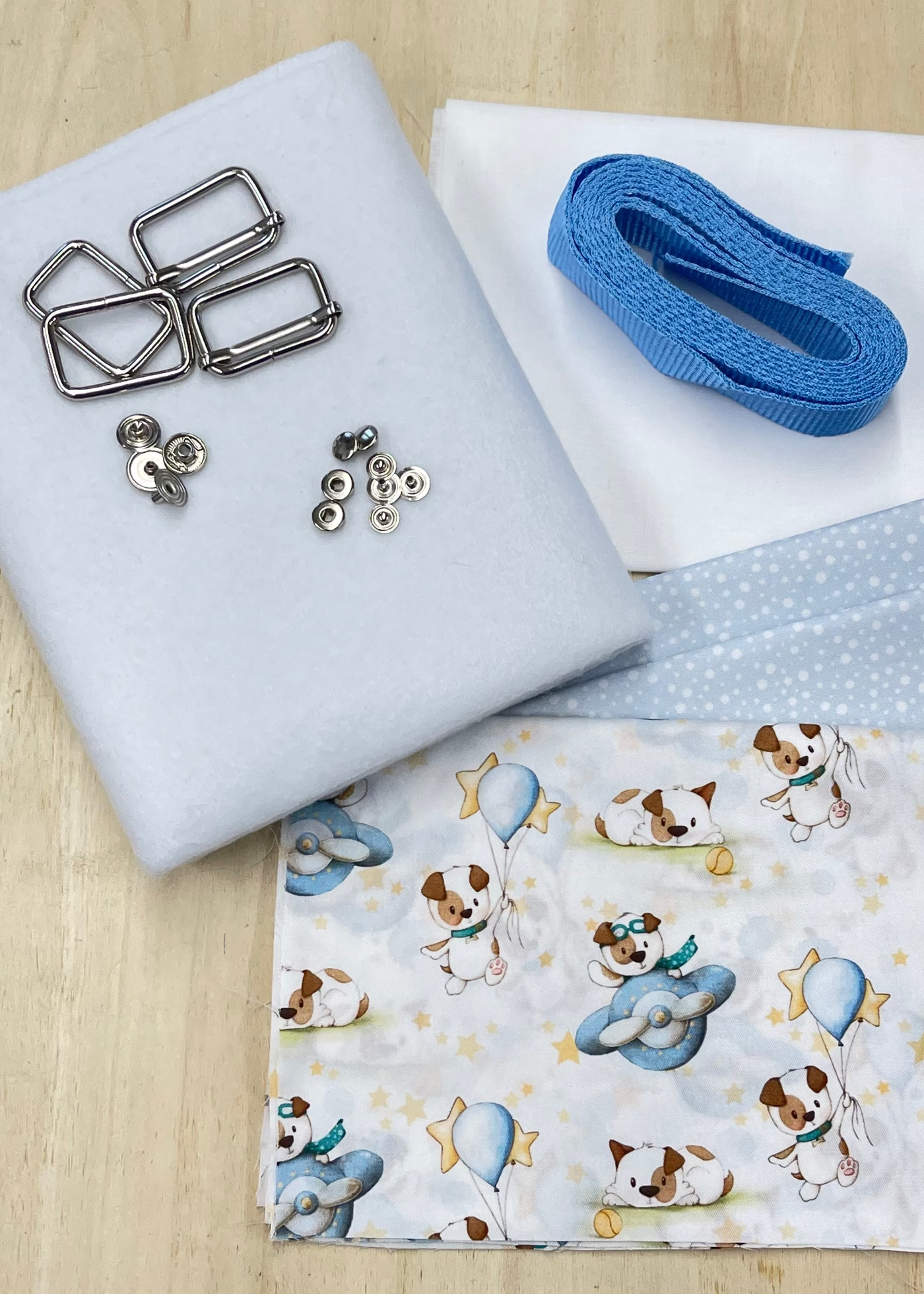 Kit Zainetto<br>Puppy Boy e Pois Azzurri