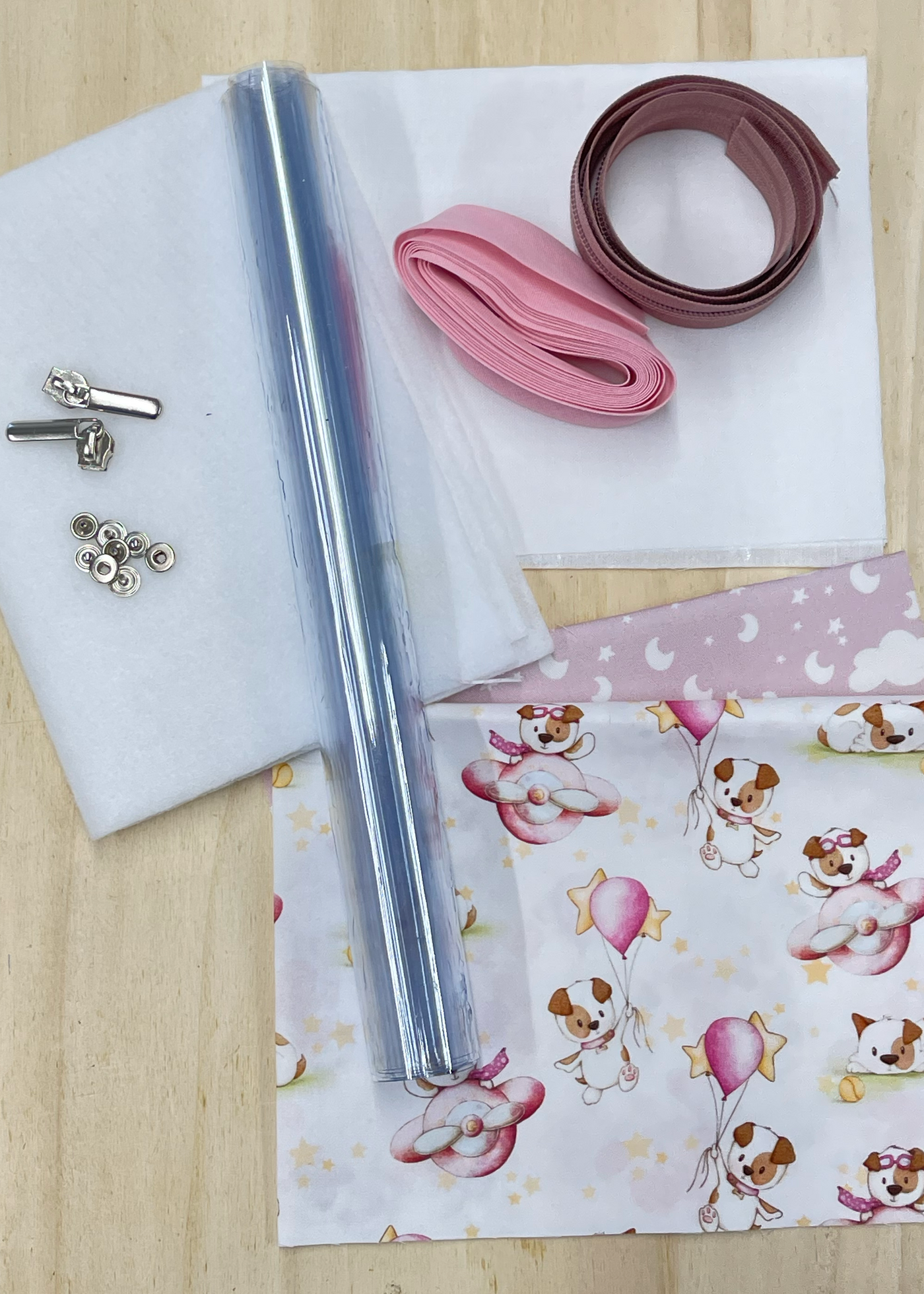 kit Porta Documenti<br>Puppy Girl e Notte Stellata Rosa Anticato