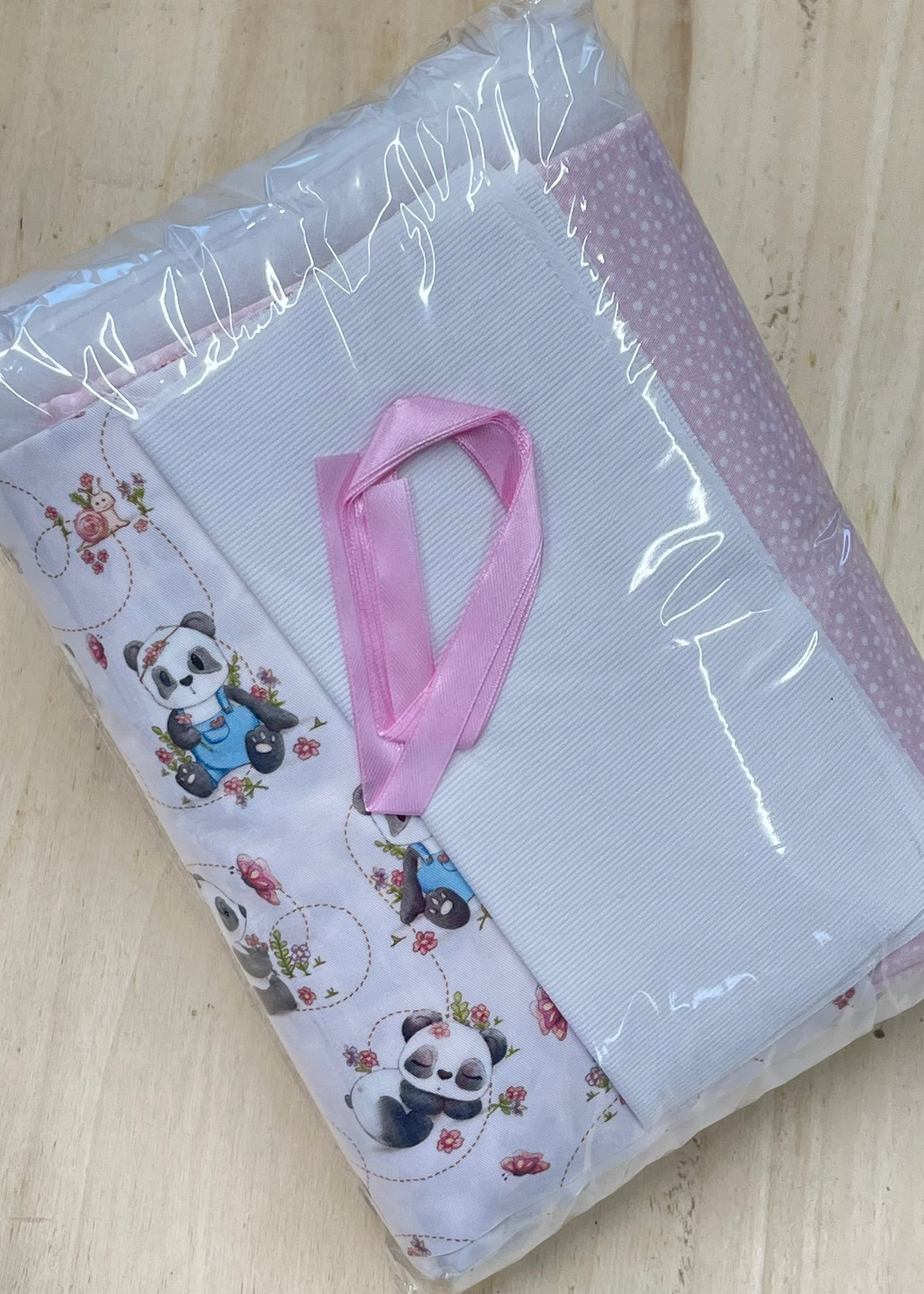 Kit Fiocco Nascita<br>Panda Girl e Pois Rosa