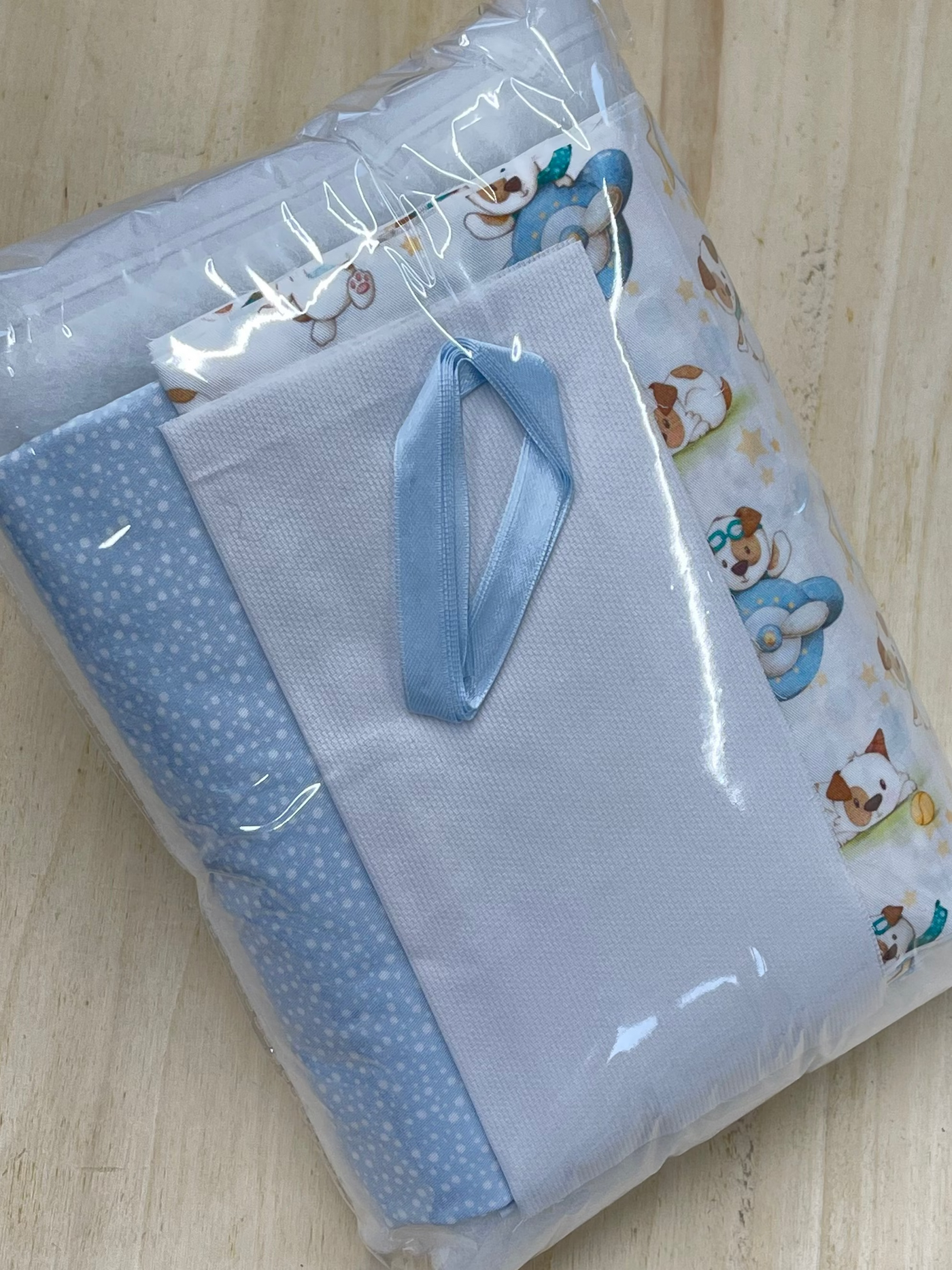 Kit Fiocco Nascita<br>Puppy Boy e Pois Azzurro